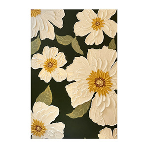 Modern Floral Wall Painting 3D Sandstone Effect Realistic Art For Living Room Sofa Background Decorative Canvas No <b>Frame</b> - Product Image 3