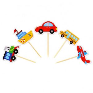 Decoración para Cupcakes con Temática de Autos, Adornos de Papel para Pasteles de Cumpleaños Infantiles - Product Image 1