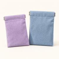 Pochette en tissu sergé de coton personnalisée avec fermeture à bouton-pression, pour bijoux, cadeaux, maquillage, cosmétiques, avec logo