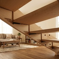 Escalier en colimaçon intérieur sur mesure pour villas haut de gamme avec marches en bois massif