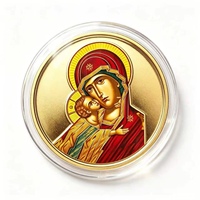Pièce commémorative religieuse de la Vierge Marie orthodoxe et de Jésus, peinte et imprimée UV, médaille souvenir à l'effigie d'une icône religieuse