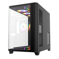 AntarcChill Custom Mid Tower Case Curved Tempered Glass ATX Pc Case Gamer Cabinet Computer Casing Gaming Case USB3,0