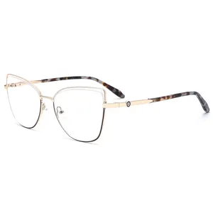 Special design Metal female optical frames with long tips new production two colors glasses frame