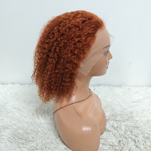 Promoción: Pelucas Bob Jerry Curly 13x4 de Cabello Humano con Encaje Frontal, de 10 a 16 Pulgadas, en Negro, 4/27, BUG, Color Ginger, Venta al Por Mayor - Product Image 4