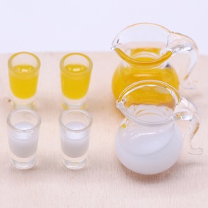 Dollhouse <b>Mini</b> Artificial Glass Container Milk Orange Juice Miniature Doll Food Play Scene Prop Model - Product Image 4