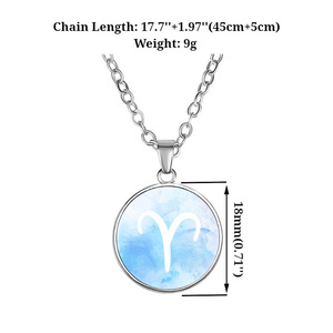 Collier pendentif en alliage simple Douze Constellations : Lion, Taureau, Gémeaux, <span class=keywords><strong>Vierge</strong></span>, Cancer, Bélier, <span class=keywords><strong>Verseau</strong></span>, Sagittaire - Product Image 2