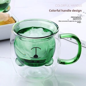 Copo de Vidro de Parede Dupla Atacado com Urso Fofo Colorido, Caneca Resistente ao Calor para Café, Leite e Suco, Copo Transparente de Borossilicato - Product Image 4
