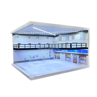Boîte de présentation en acrylique PVC à double couche à l'échelle 1:64 pour modèle réduit de voiture miniature pour collection Garage de stationnement avec lumière