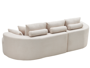 106 In. Ensemble de canapé sectionnel incurvé en tissu, 2 pièces, moderne et inclinable, avec chaise longue, pour villa, salon, chambre, appartement - Gris - Product Image 6