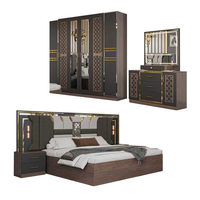 Ensemble complet de meubles de chambre à coucher en bois de style turc, lit king size, cadre en bois, mobilier de chambre moderne de luxe, ensemble complet pour la maison