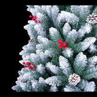 UMIND 2026 Neues Design Großhandel 6ft 7ft 8ft 9ft Beflockter Weihnachtsbaum mit Roten Beeren Tannenzapfen Vorinstallierte Beleuchtung für Feiertagsdekoration