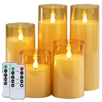 5 bougies LED sans flamme ambre scintillantes, fonctionnant sur piles, avec télécommande et minuterie, pour la décoration de la maison et les mariages