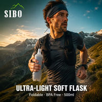 Bouteille d'eau pliable souple en TPU 500 ml sans BPA, gourde d'hydratation anti-fuite pour la course à pied, la randonnée et le cyclisme