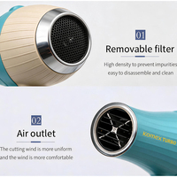 Sèche-cheveux professionnel Komex 2600W, 200 millions d'ions négatifs, moteur AC haute vitesse 21000 tr/min, avec brosse et diffuseur