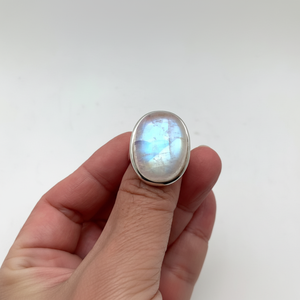 Anillo de Plata de Ley 925 con Baño de Rodio y Piedra Lunar, Estilo Boho, Hecho a Mano, para Mujer, Regalo para Bodas y Fiestas - Product Image 1