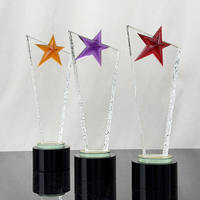 Trophée en verre cristal d'usine, trophée étoile en verre transparent, rouge, violet, ambre, décoration en cristal pour la maison et le bureau
