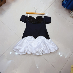 AELESEEN Robe de Soirée 3D pour Filles, avec Nœud et Effet Bouffant, Taille Cintrée à Baleines, Diamants de Luxe, Épaules Dénudées, Style Short Tendance - Product Image 2