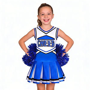 Conjunto de Uniforme de <span class=keywords><strong>Animadora</strong></span> en Oferta para Niñas, <span class=keywords><strong>Disfraz</strong></span> de Halloween, Chaleco Estampado, Faldas Plisadas, Pompones para Animadoras - Product Image 4