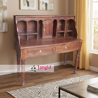Table de maquillage moderne en bois massif de Sheesham sans miroir, 2 tiroirs et étagère, fabriquée à la main pour salon et hôtel