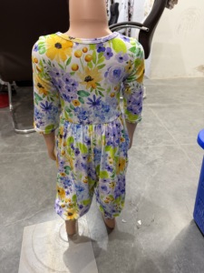 패션 프린트 여아 점프수트 천연 에코 대나무 섬유 통기성 좋은 스윗 프린세스 캐주얼 유아 바디수트 - Product Image 3
