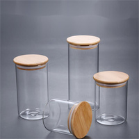 Bouteille de conservation alimentaire en verre avec étiquettes, bocaux de conservation en verre avec couvercle hermétique en bambou, transparents pour la cuisine