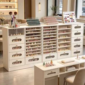 Luxury lacquered <b>nail</b> polish display <b>case</b>, glass display <b>case</b> for <b>nail</b> salons, with lights, multi-layer gel polish storage, comm - Product Image 3