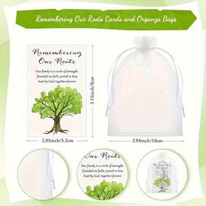 40pcs Kit de cadeaux pour la journée de la famille-Porte-clés photo numérique Arbre de vie avec cartes de bénédiction et sacs à cordon - Product Image 2