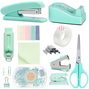Ensemble de fournitures de <span class=keywords><strong>bureau</strong></span> en plastique 11 pièces rose : porte-ruban adhésif, décloucheur, pinces, agrafeuse pour la maison et l'école - Product Image 3