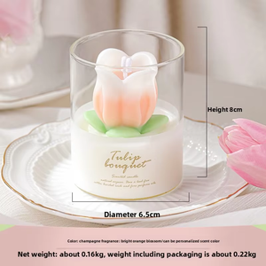 Candele Aromatiche al Tulipano in Cera di <span class=keywords><strong>Soia</strong></span>, Lussuose in Vetro, Fatte <span class=keywords><strong>a</strong></span> Mano, Non Tossiche, Decorazione per <span class=keywords><strong>la</strong></span> Casa, Regalo di Natale - Product Image 6