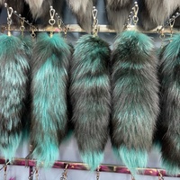 Porte-clés en fourrure de renard véritable, grande et moelleuse, style féerique, 45 cm de long, breloque pour sac à main, vente en gros directe usine Chine