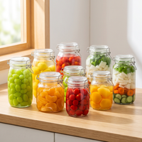 Bocaux en verre transparent de qualité alimentaire 500ml 750ml 1500ml pour cuisine, bocaux de conservation hermétiques vides pour biscuits, confiture, miel, bocaux Mason en verre à couvercle à clip