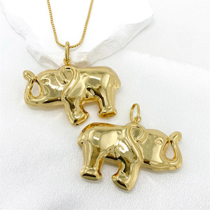 Gold Plated Brass <b>Elephant</b> Pendant Necklace Cute Animal Charm Unisex Fashion Jewelry <b>Gift</b> Pendants - Product Image 3