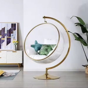 <span class=keywords><strong>Fauteuil</strong></span> œuf Wing avec cadre en acier inoxydable doré et design de bulle transparente tendance - Product Image 4