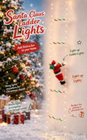 Guirlande lumineuse LED de Noël en gros, Père Noël grimpant sur une échelle, décoration murale ou de fenêtre, 8 modes, ornement de Noël pour intérieur et extérieur