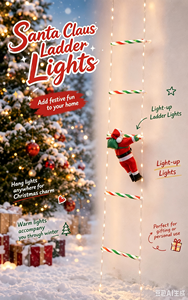 Luces LED de <span class=keywords><strong>Navidad</strong></span> al por Mayor, Decoración Colgante para Ventana y Pared con Diseño de Papá Noel Escalando una Escalera, 8 Modos, Adorno Navideño para Interiores y Exteriores - Product Image 3