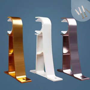 Supports de <span class=keywords><strong>tringle</strong></span> à rideau simples en aluminium modernes, accessoires de maison en métal durables avec installation facile, design écologique - Product Image 5