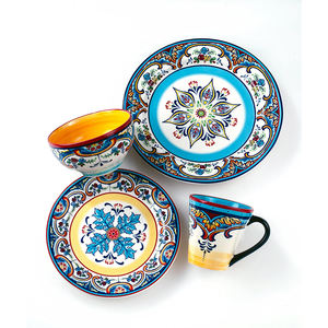 Nicro Euro — <span class=keywords><strong>Service</strong></span> de <span class=keywords><strong>vaisselle</strong></span> en céramique, décalcomanie, 16 pièces, au Design Floral espagnol, ensemble de <span class=keywords><strong>vaisselle</strong></span> multicolore, pour 4 - Product Image 3