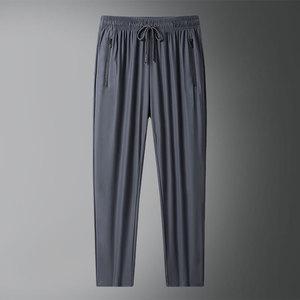 <span class=keywords><strong>Pantalon</strong></span> d'été en soie glacée pour <span class=keywords><strong>homme</strong></span>, respirant, élastique, <span class=keywords><strong>grande</strong></span> <span class=keywords><strong>taille</strong></span>, séchage rapide, coupe ajustée - Product Image 1