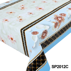 <span class=keywords><strong>Tovaglia</strong></span> in PVC di Lusso con Bordo a Griglia di Perle e Stampa Floreale, Impermeabile, Antimacchia, Facile da Pulire - Product Image 4