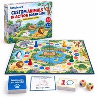 Jeu de société Fancboard personnalisé Animaux en action avec plateau en carton recyclable à 4 volets pour les 4-5 ans |   Espagnol |   OEM/ODM