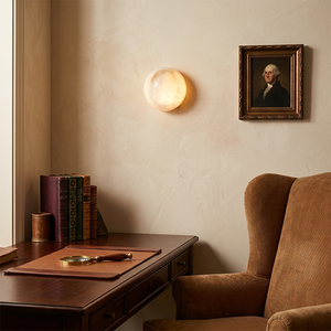 <b>Wall</b> Sconce Alabaster Wabi Sabi Japandi Luxury <b>Light</b> for Bedroom Bedside Living Room Villa Moon Round LED <b>Light</b> - Product Image 3