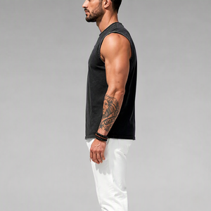Custom Logo Blank Vintage Acid Wash <b>Tank</b> <b>Top</b> <b>Men</b> Heavyweight Cotton Sleeveless T Shirt 8021 Wholesale Distressed Muscle Vest - Product Image 2