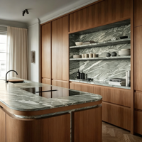 KOJOON Solution tout-en-un Îlot de cuisine en forme d'arc pour la maison, Ensemble de cuisine moderne complet avec appareils électroménagers et armoires