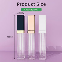 Tube de rouge à lèvres liquide personnalisé emballage cosmétique vide carré avec couvercle rabattable marque privée contenants de brillant à lèvres 5ml