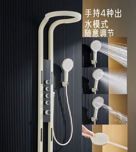 Pommeau de douche multifonction pour salle de bain moderne et luxueux tout en cuivre Sortie d'eau cascade pressurisée intégrée Chrome brossé - Product Image 5