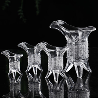 2026 JH Verre à shot chinois antique à trois pieds, style Jue, pour Baijiu, sans plomb, en verre cristal gaufré géométrique rétro