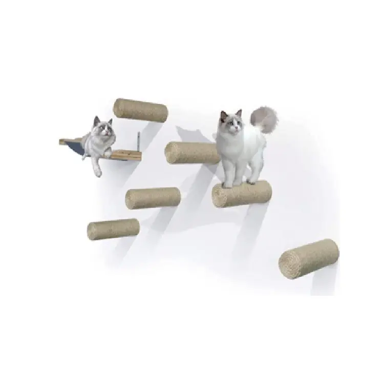 Wall Mounted Cat Shelves Set, Sisal Cat Scratching Post Steps with Cat Hammock