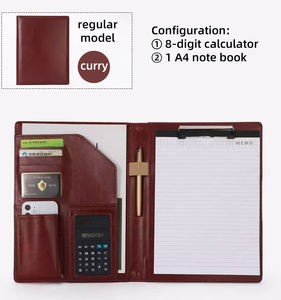 Многофункциональный держатель для бизнес-менеджера A4, кожаная папка для портфолио, съемные записные книжки, кольцо-папка с калькулятором - Product Image 5