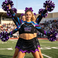 Uniforme de Cheerleader Personnalisé Professionnel en Gros avec Logo Gratuit, Service OEM, Uniforme de Cheerleading Noir et Violet Personnalisé