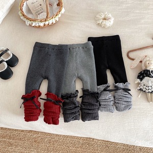 Girls' Thick Leggings Fleece Lined Solid Color Long Pants Autumn Winter Outerwear Baby Children's Warm Panties - Product Image 2